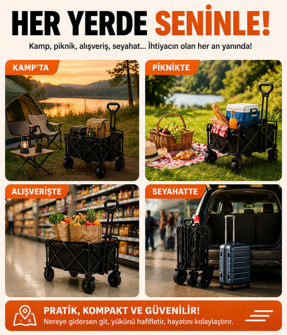 Çekgit Katlanabilir Taşıma Arabası | 100 KG Kapasiteli Dayanıklı Wagon
