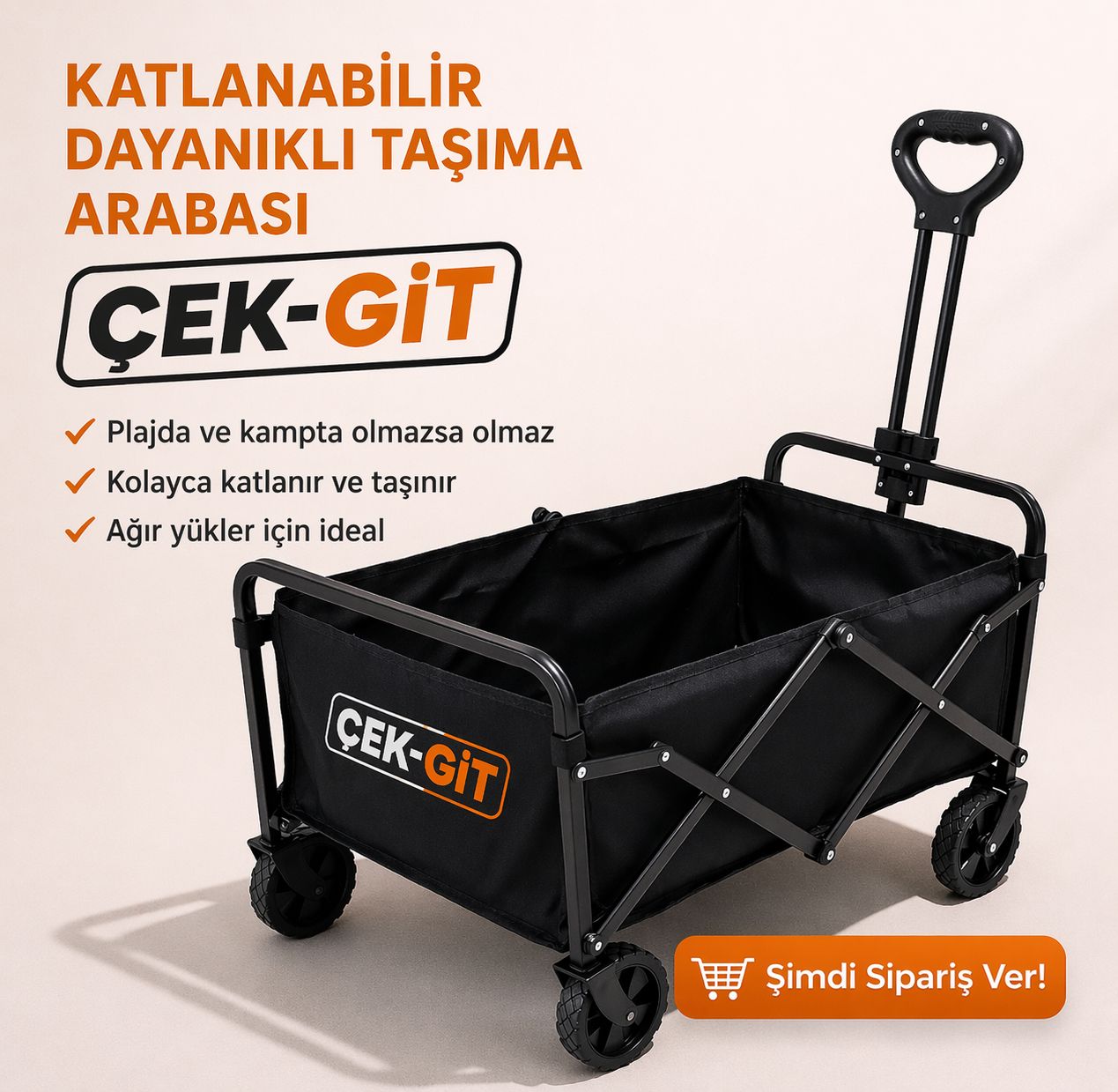 Çekgit Katlanabilir Taşıma Arabası | 100 KG Kapasiteli Dayanıklı Wagon
